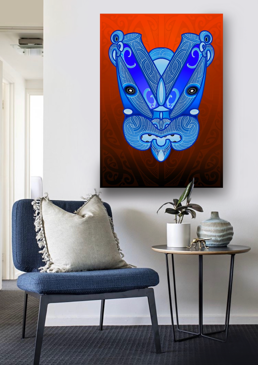 KORURU BLUE/ORANGE (Prints)(Canvas)