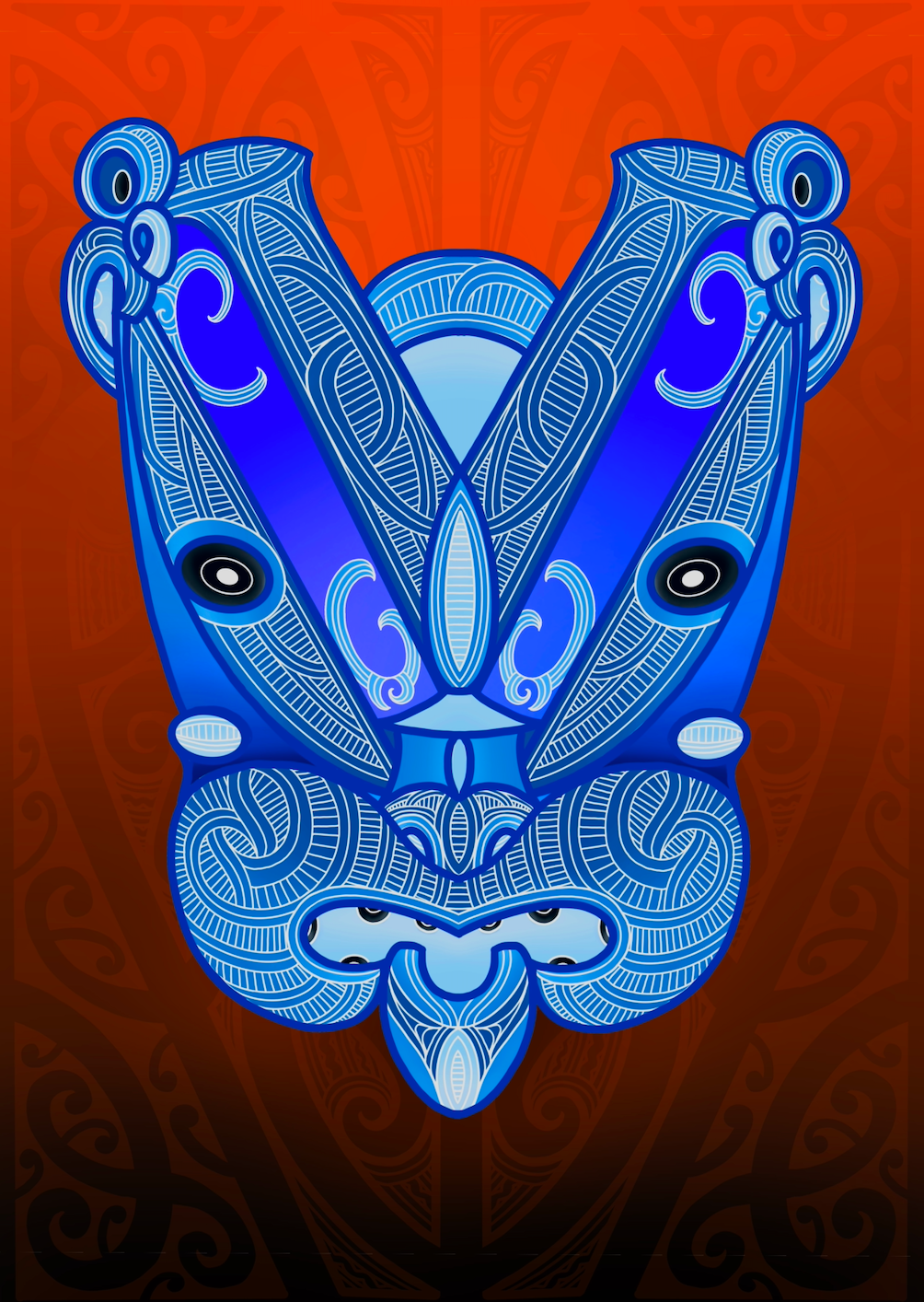 KORURU BLUE/ORANGE (Prints)(Canvas)