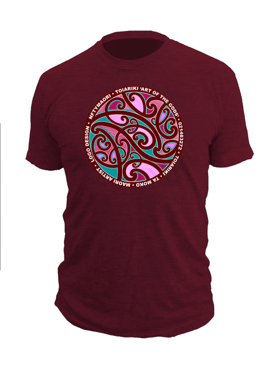 Kowhaiwhai Patch Maroon T-Shirt